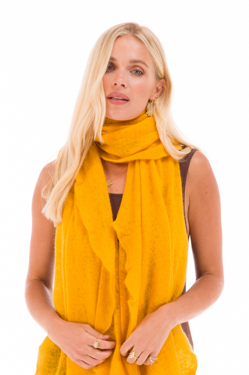 CASHMERE FELTED SCARF TIBETAN YELLOW