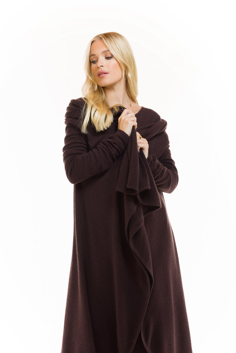 CASHMERE WATERFALL JACKET BROWN