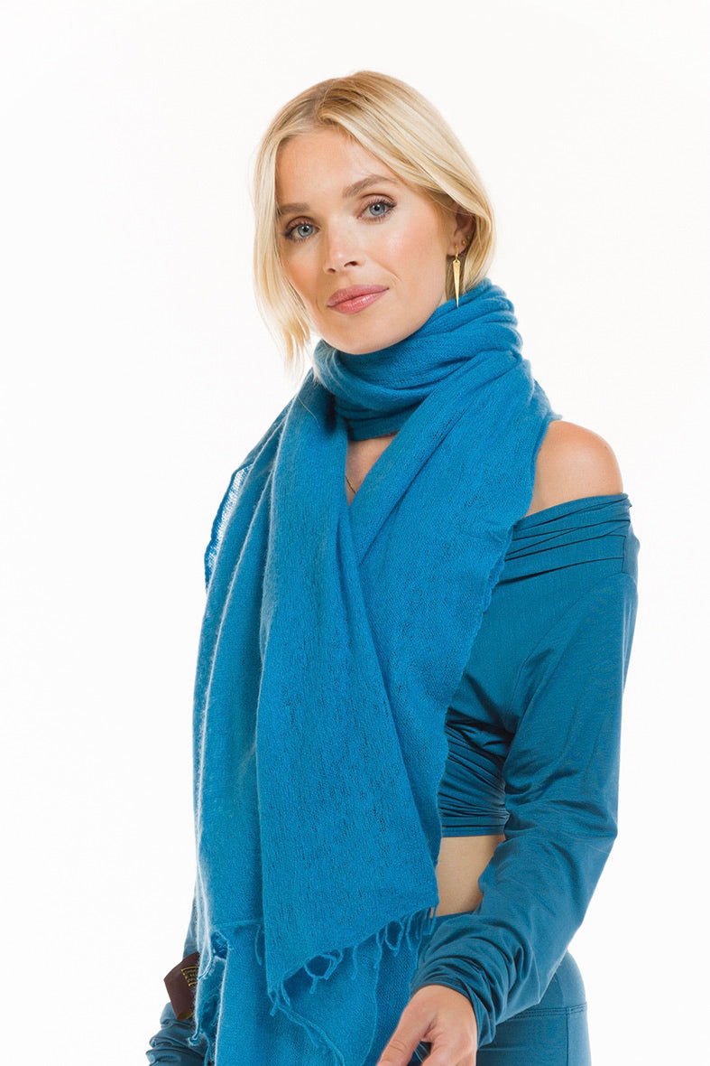 CASHMERE FELTED SCARF TEAL