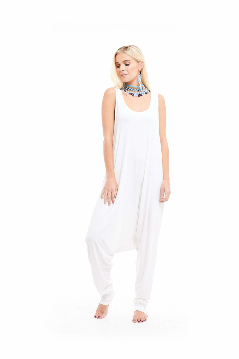 Bamboo Baggy Jumpsuit White - MUDRA
