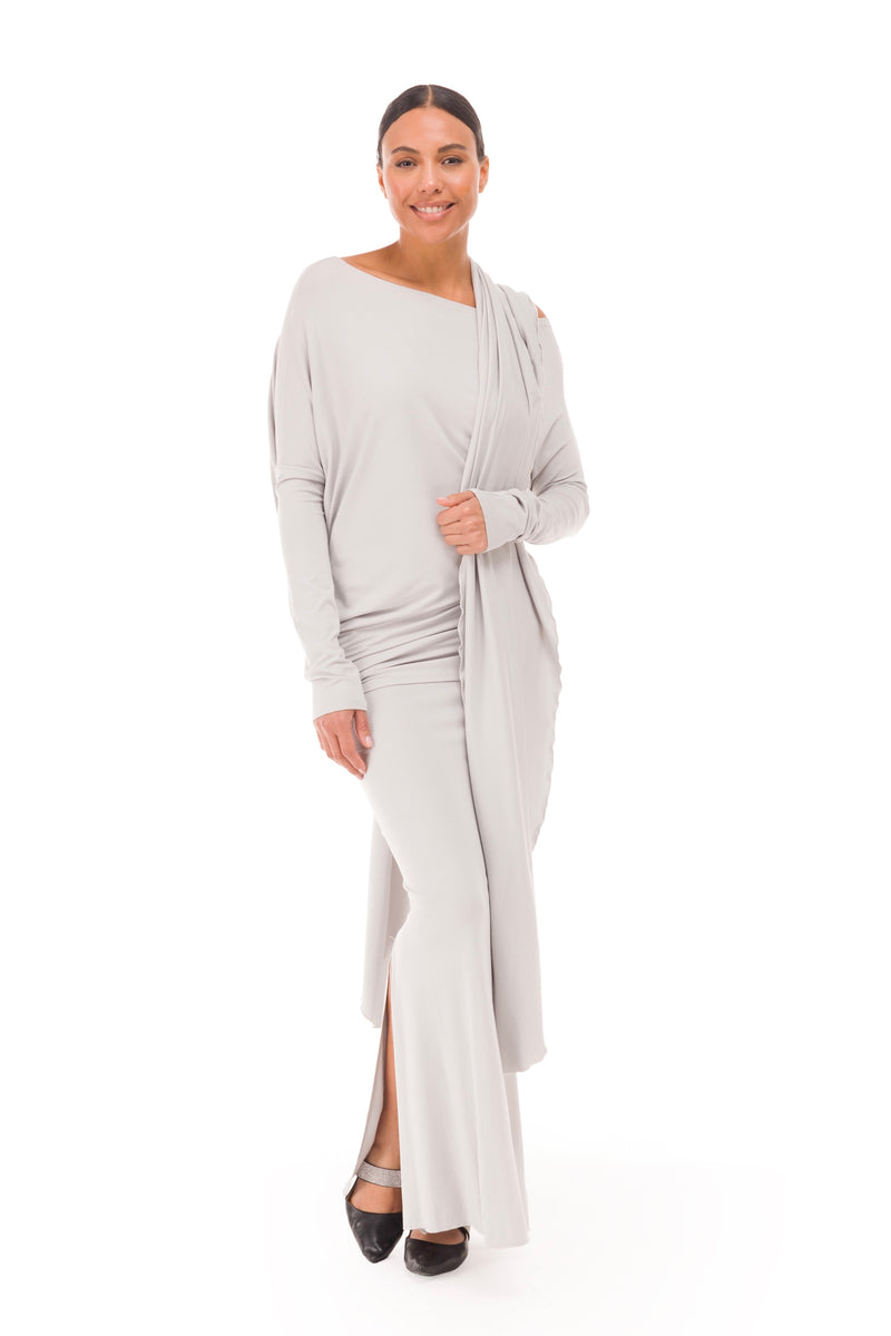 BAMBOO SIDE SLIT SKIRT SILVER GREY