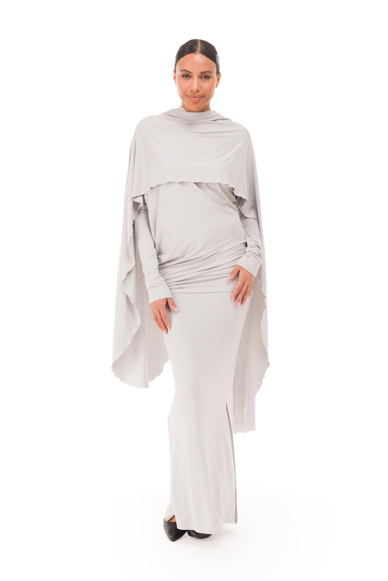 BAMBOO SIDE SLIT SKIRT SILVER GREY