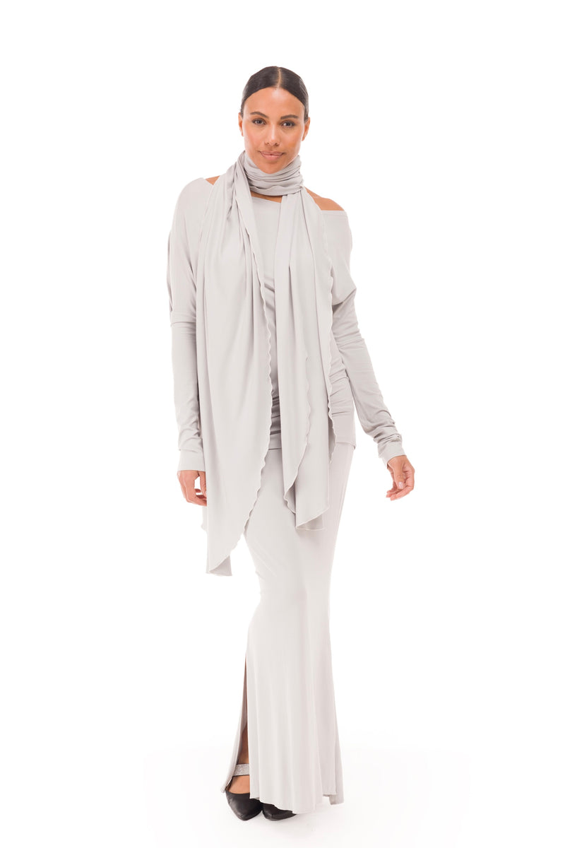 BAMBOO SIDE SLIT SKIRT SILVER GREY