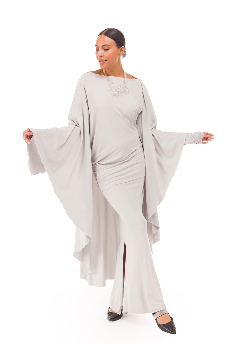 BAMBOO SIDE SLIT SKIRT SILVER GREY