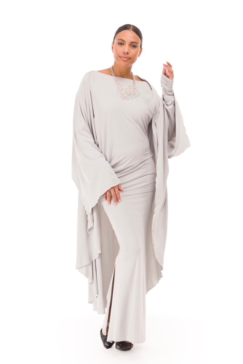 BAMBOO SIDE SLIT SKIRT SILVER GREY