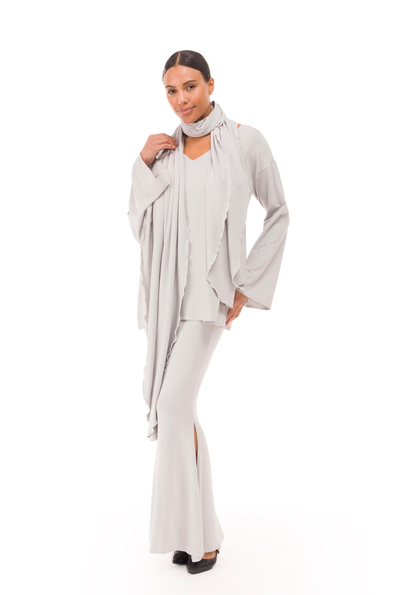 BAMBOO SIDE SLIT SKIRT SILVER GREY