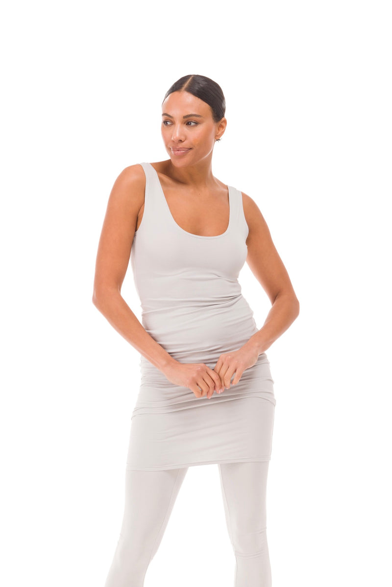 BAMBOO LONG VEST DRESS SILVER GREY