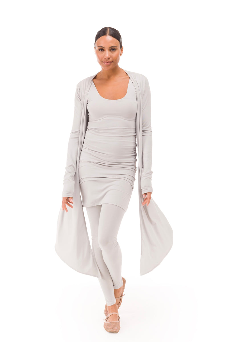 BAMBOO LONG VEST DRESS SILVER GREY