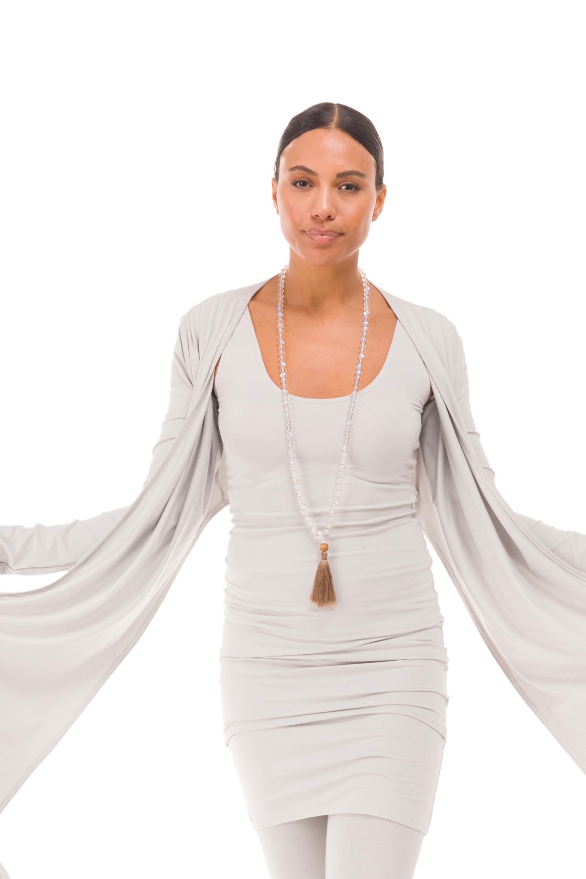 BAMBOO LONG VEST DRESS SILVER GREY