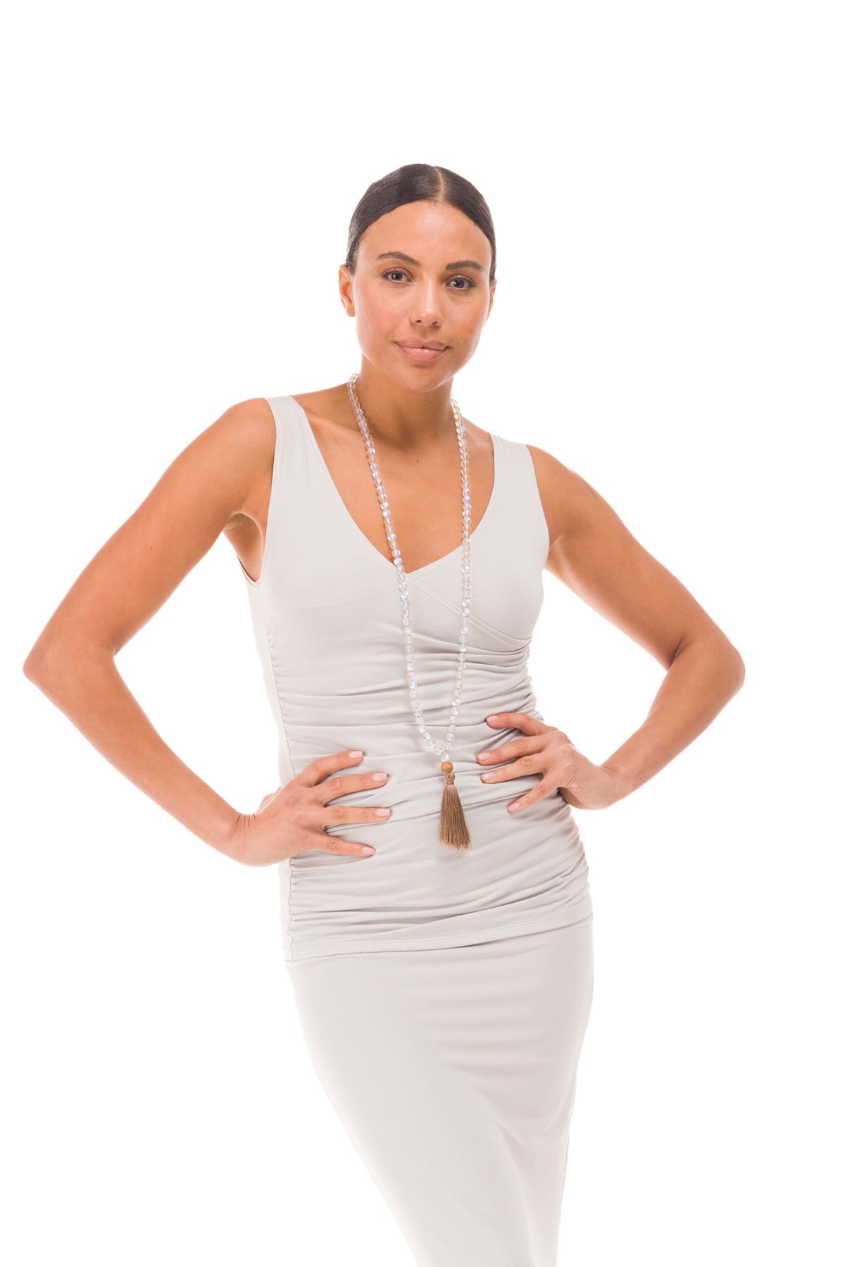 BAMBOO CROSSOVER TOP SILVER GREY