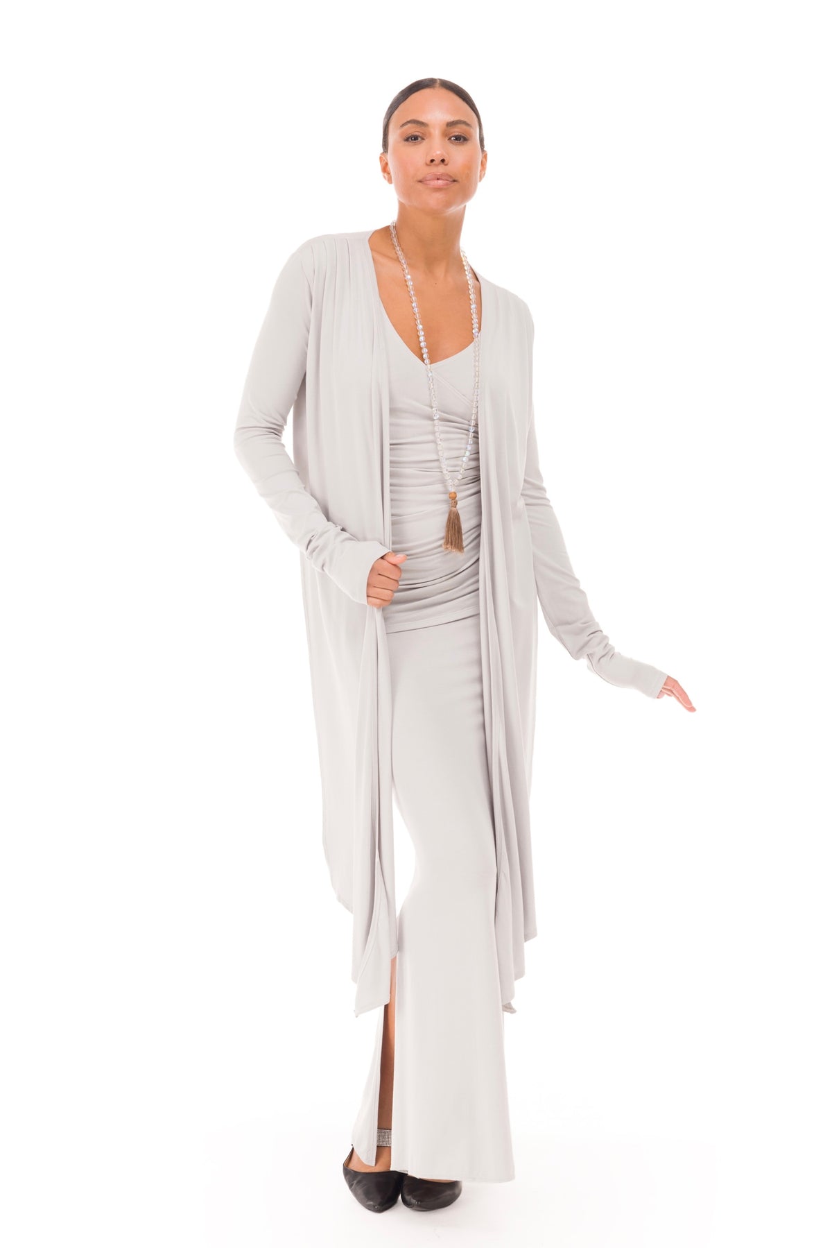BAMBOO CROSSOVER TOP SILVER GREY
