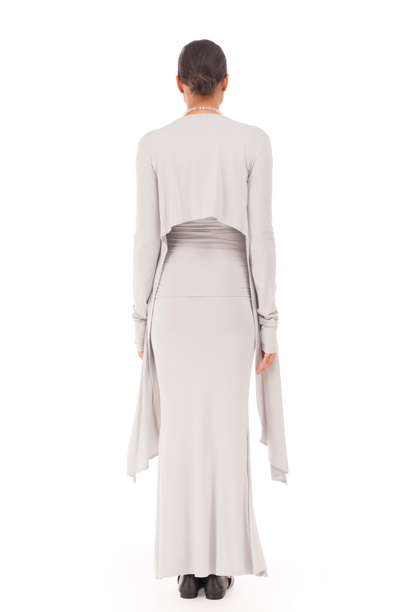 BAMBOO SIDE SLIT SKIRT SILVER GREY