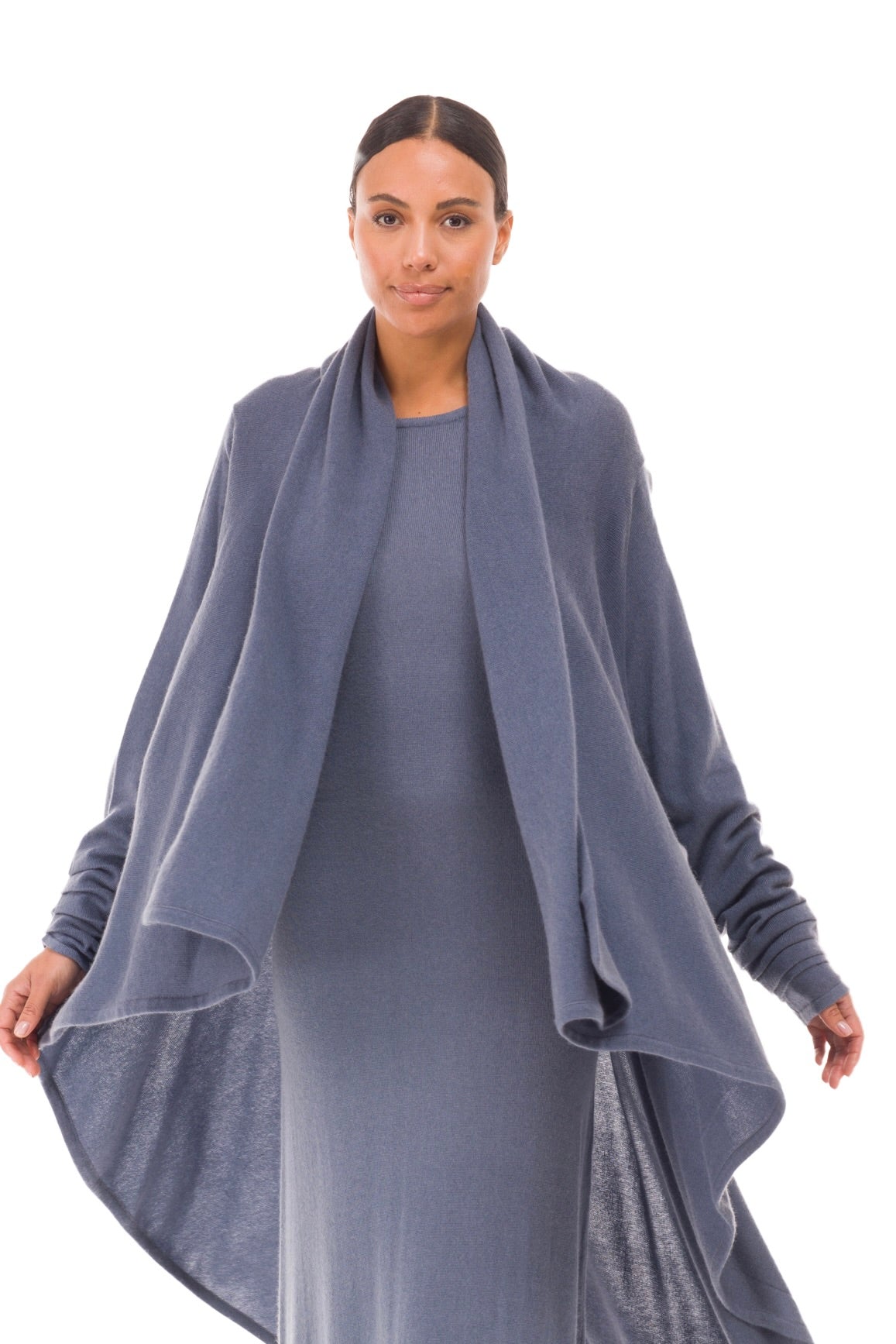 NEW 100% MONGOLIAN CASHMERE WATERFALL JACKET DOVE GREY