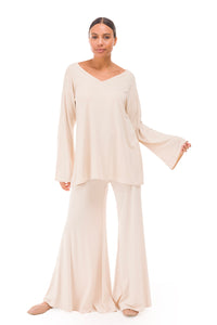 BAMBOO PALAZZO PANTS ECRU