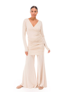 BAMBOO PALAZZO PANTS ECRU