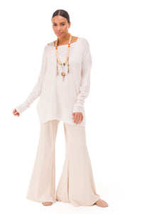 BAMBOO PALAZZO PANTS ECRU
