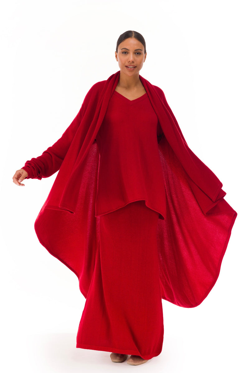 100% CASHMERE A-LINE SKIRT CLARET