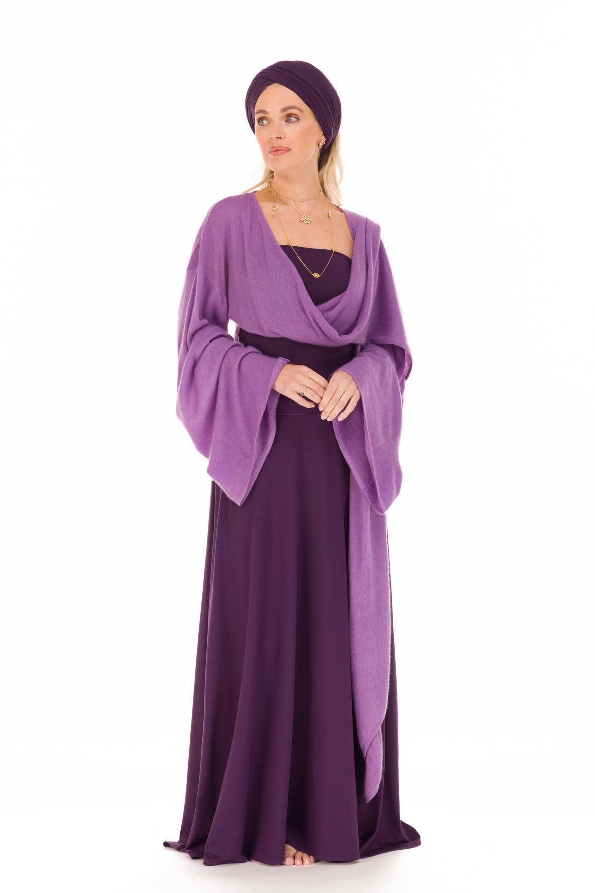 CASHMERE ULTRA FINE DRAPED SHRUG AMETHYST