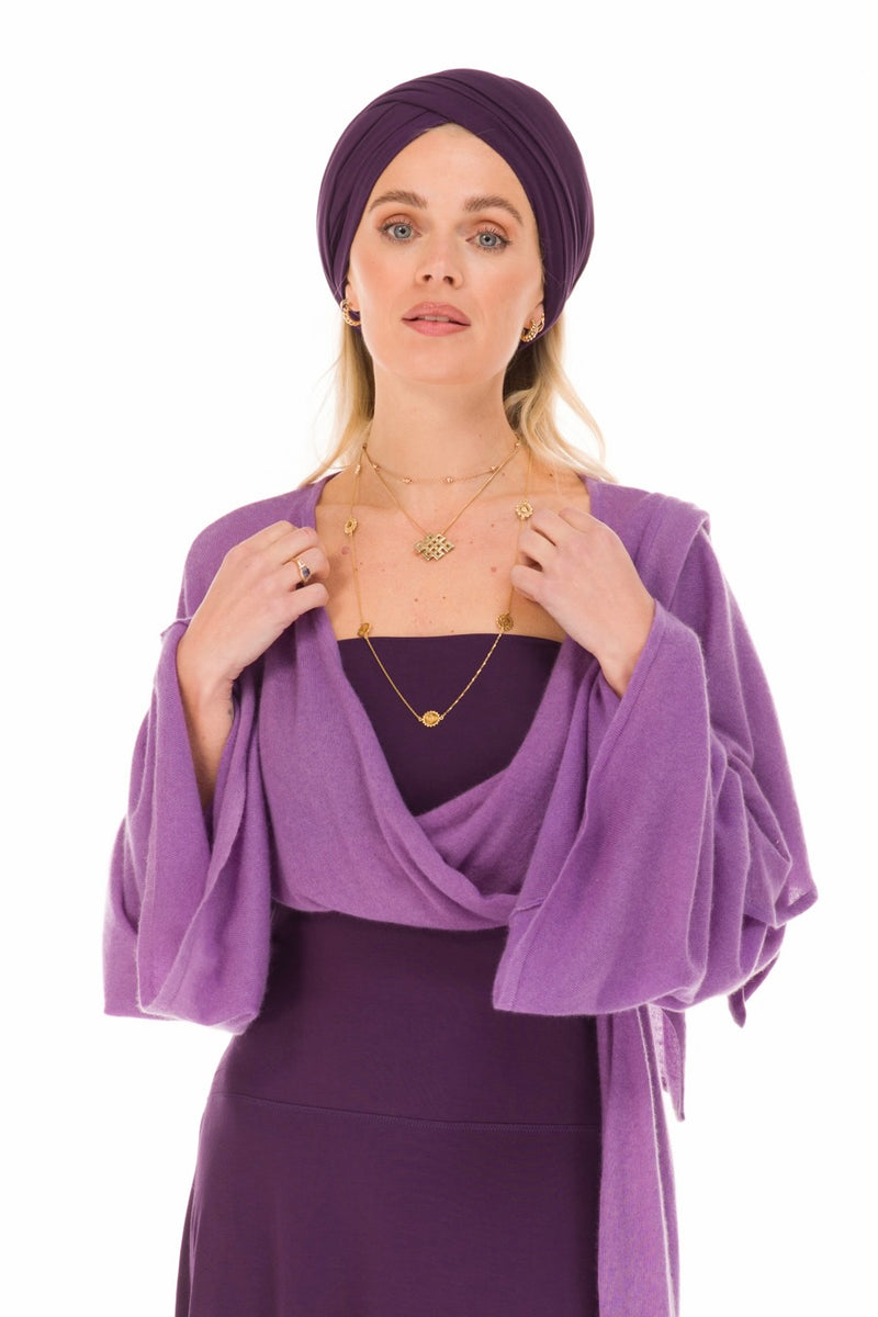 CASHMERE ULTRA FINE DRAPED SHRUG AMETHYST