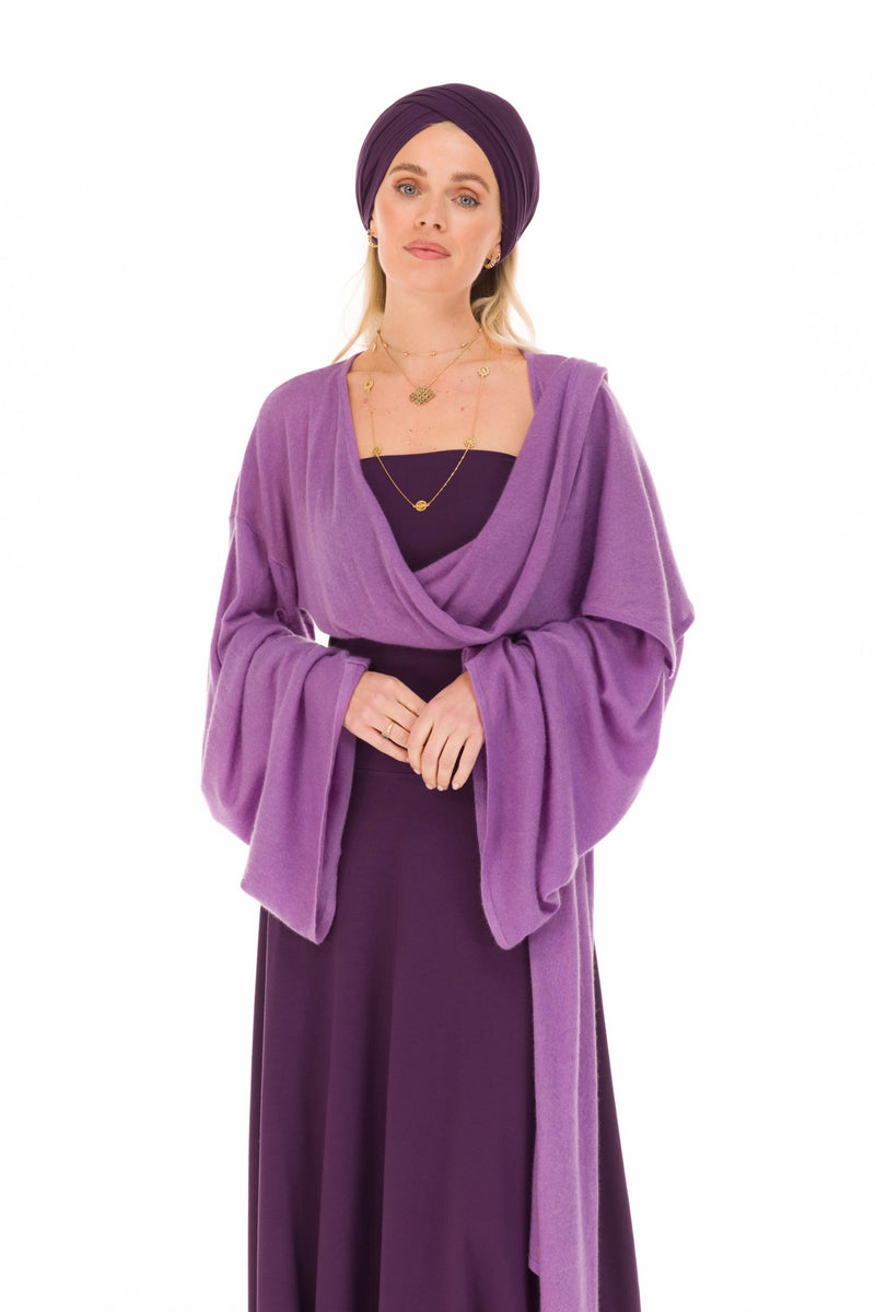 CASHMERE ULTRA FINE DRAPED SHRUG AMETHYST