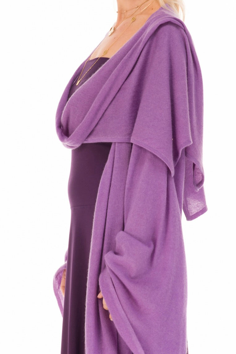 CASHMERE ULTRA FINE DRAPED SHRUG AMETHYST