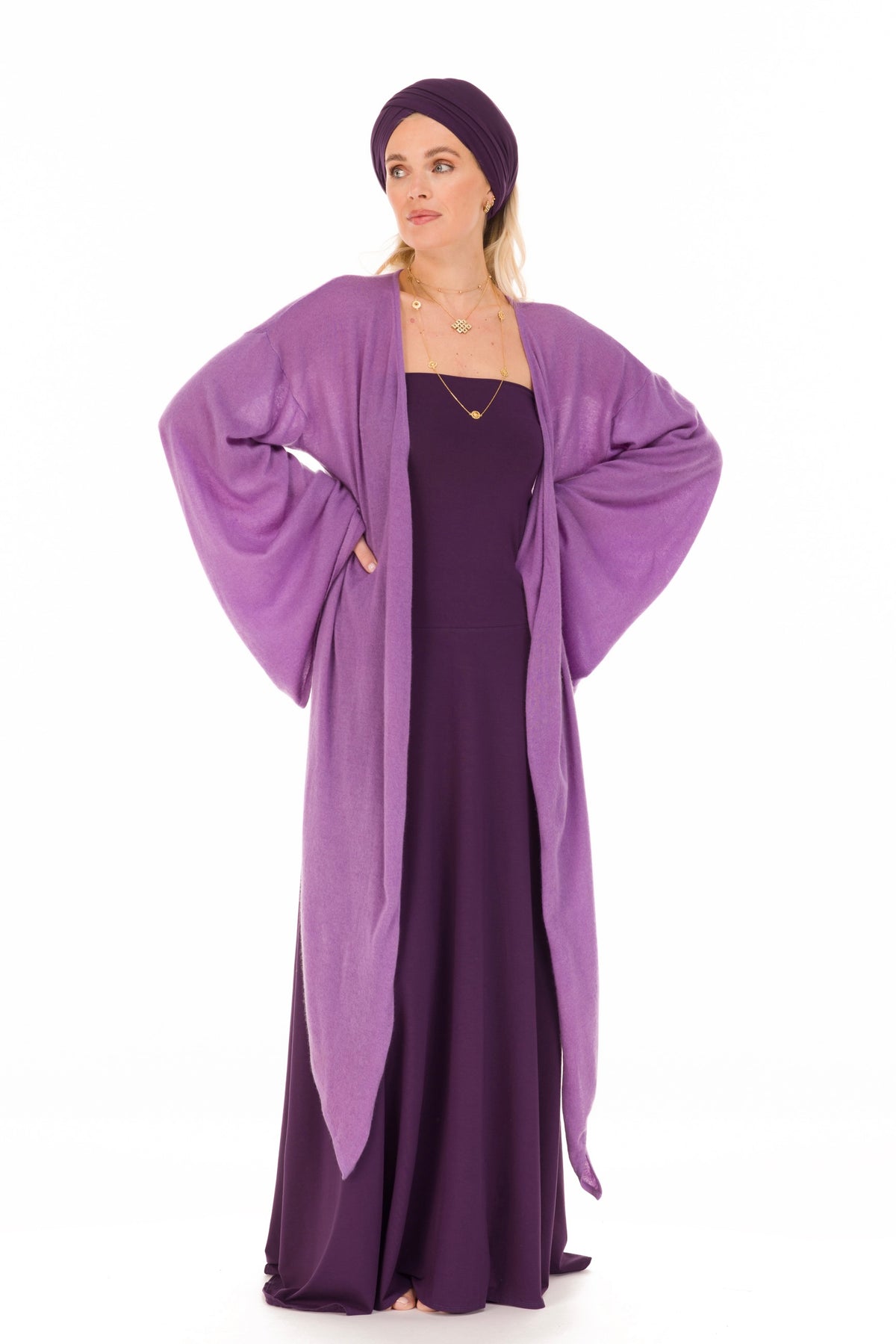 CASHMERE ULTRA FINE DRAPED SHRUG AMETHYST