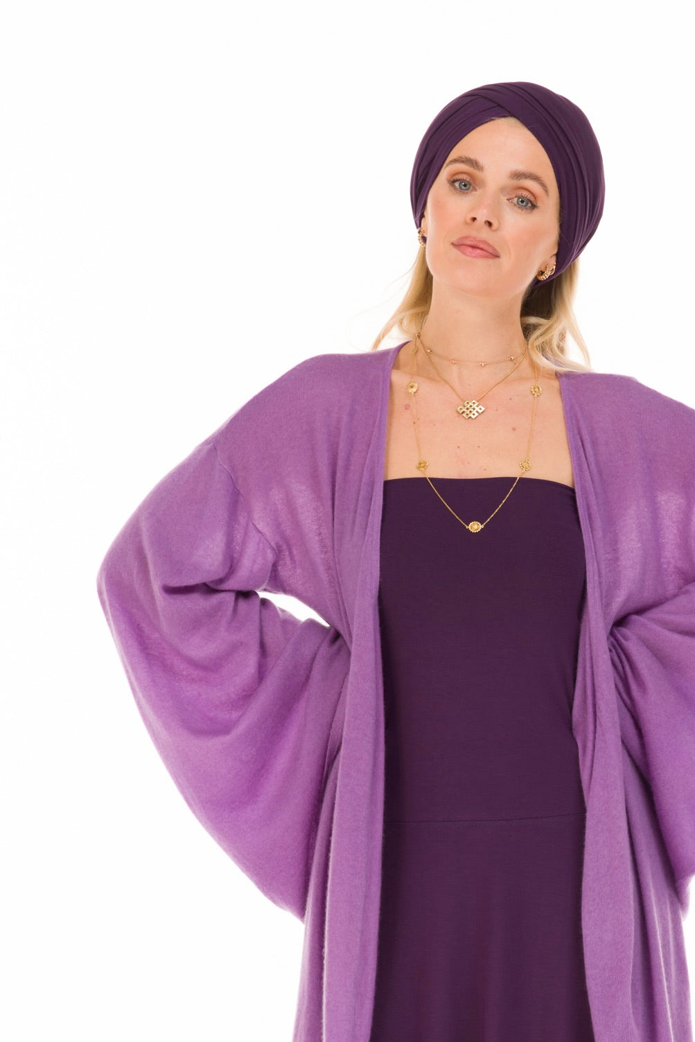 CASHMERE ULTRA FINE DRAPED SHRUG AMETHYST