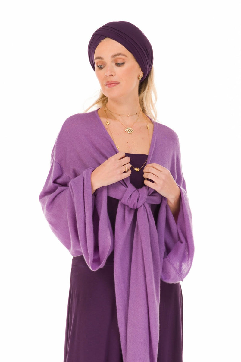 CASHMERE ULTRA FINE DRAPED SHRUG AMETHYST