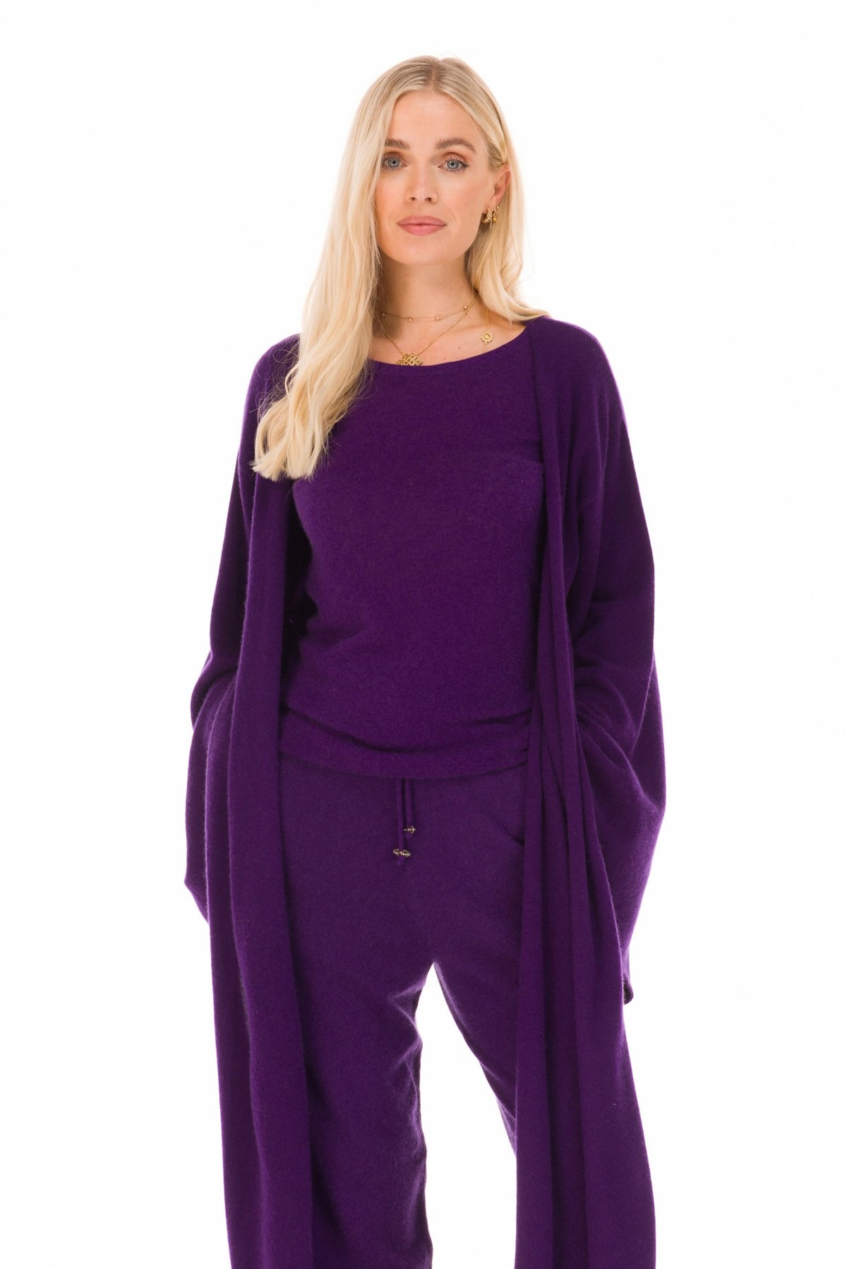 CASHMERE TRACKSUIT SET DEEP PURPLE