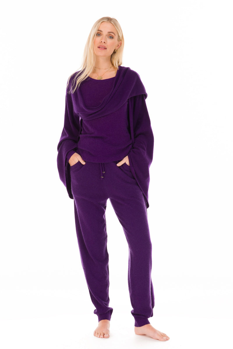 2 PLY CASHMERE DRAPED SHRUG DEEP PURPLE