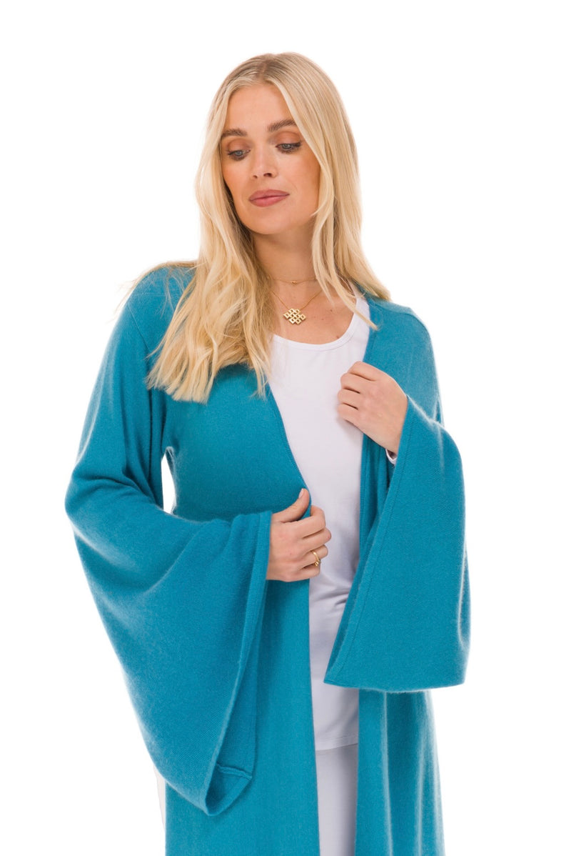 2 PLY CASHMERE DRAPED SHRUG TEAL