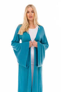 2 PLY CASHMERE DRAPED SHRUG TEAL