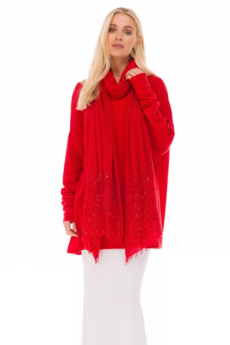 CASHMERE BOAT NECK JUMPER RED