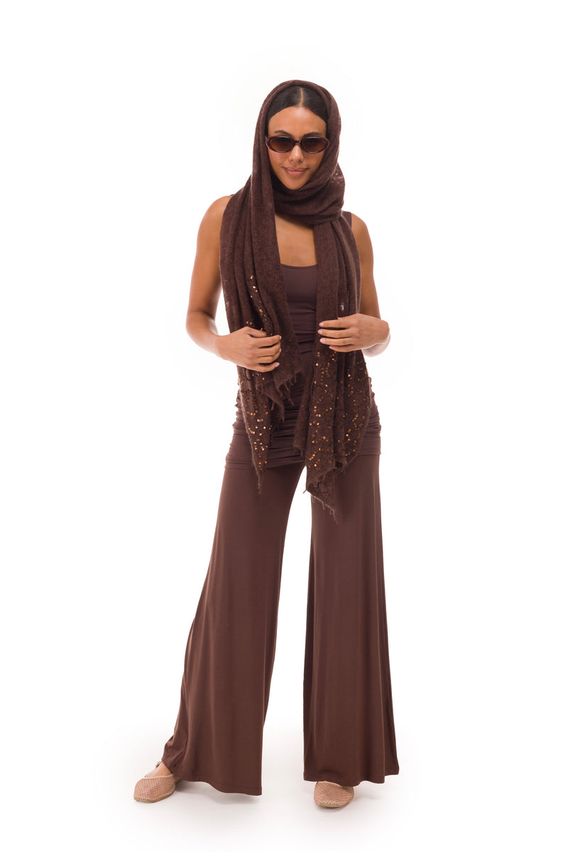 BAMBOO LONG VEST DRESS BROWN