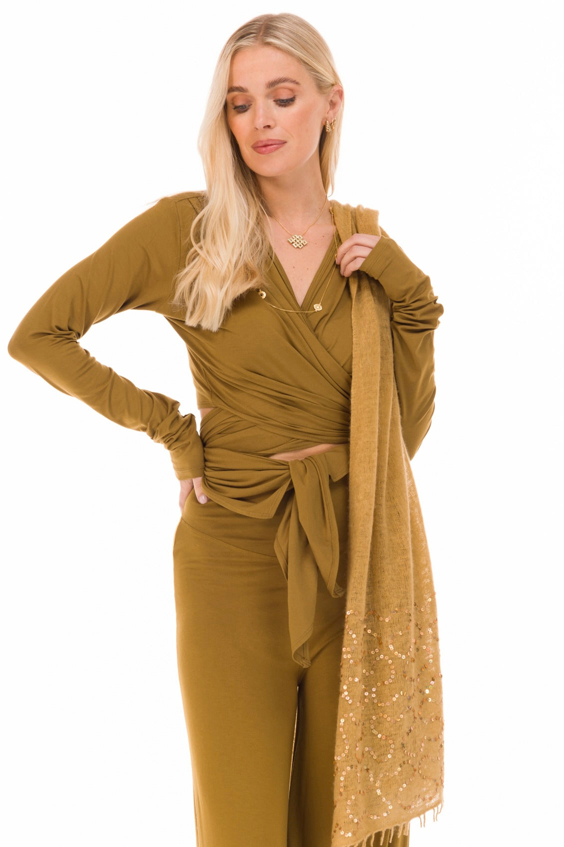 BAMBOO DRAPE SHRUG PISTACHIO