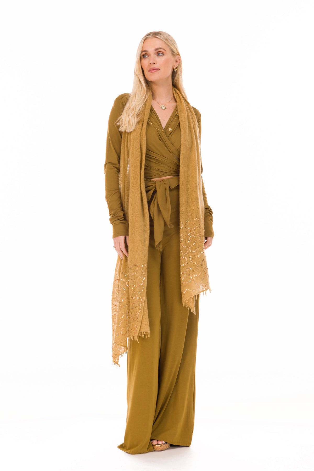 BAMBOO DRAPE SHRUG PISTACHIO