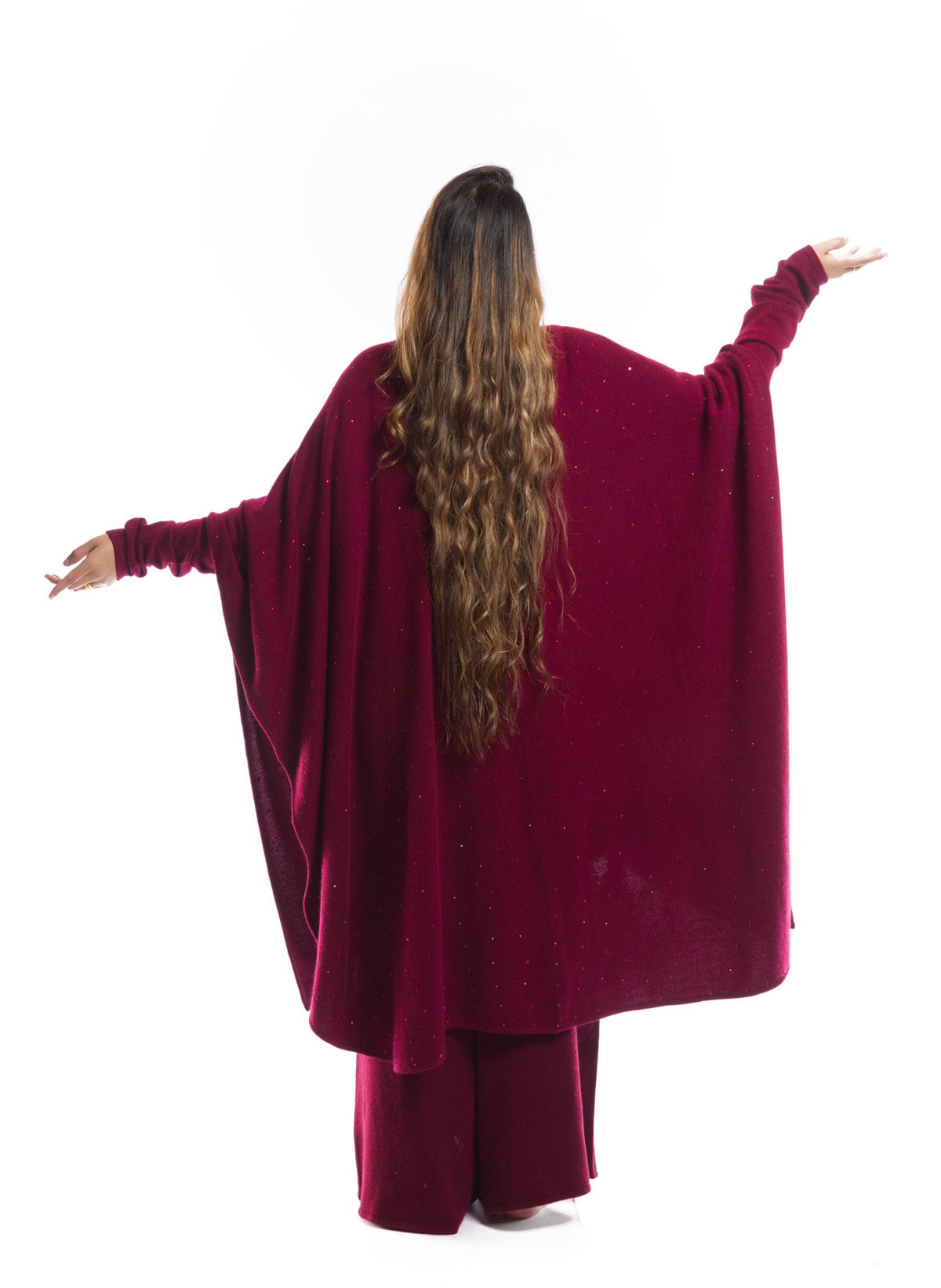 AVALON JEWELLED CASHMERE CAPE BURGUNDY