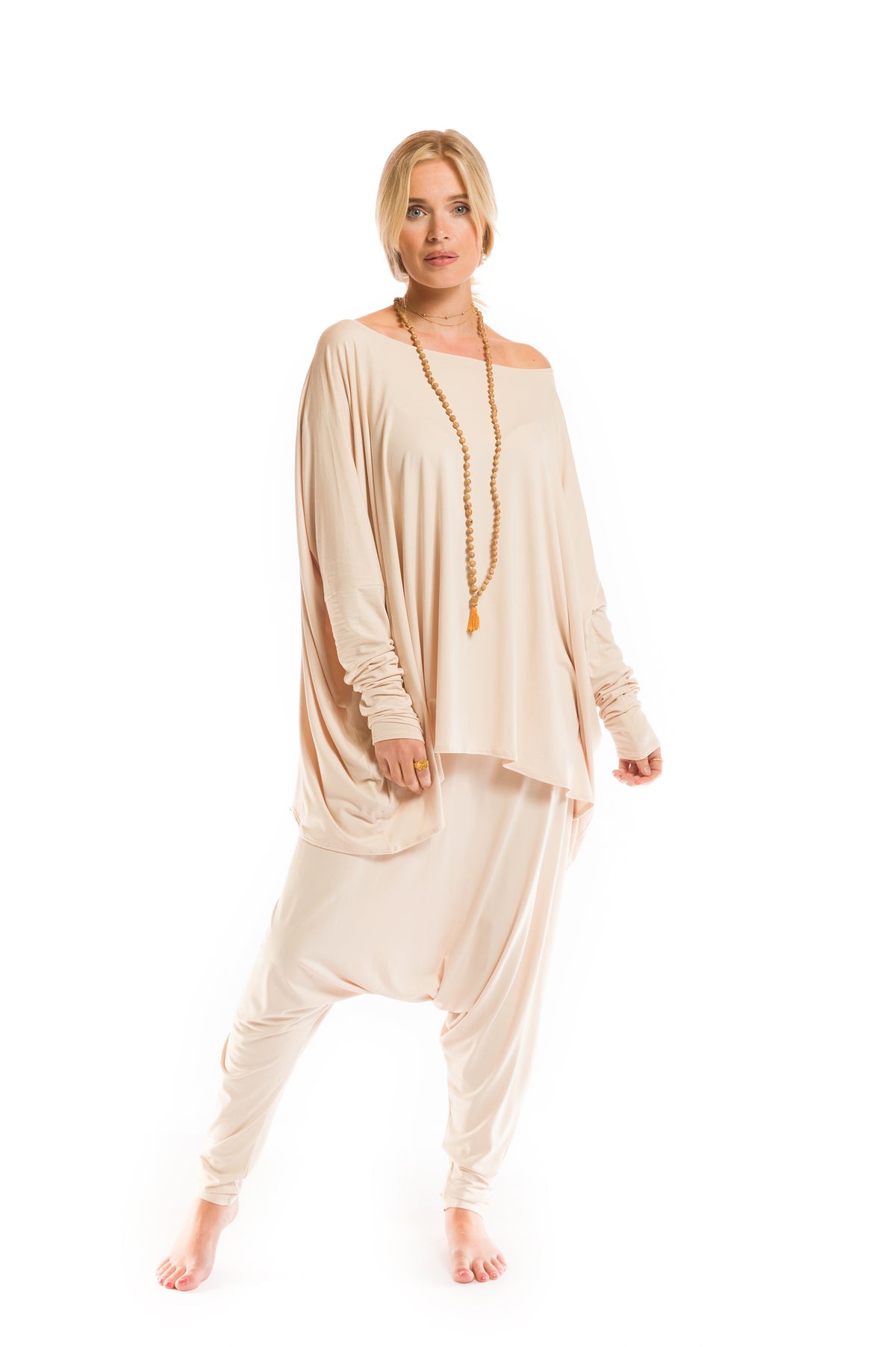 BAMBOO HAREM LOUNGE PANTS ECRU