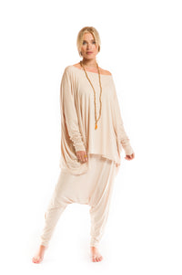 BAMBOO HAREM LOUNGE PANTS ECRU