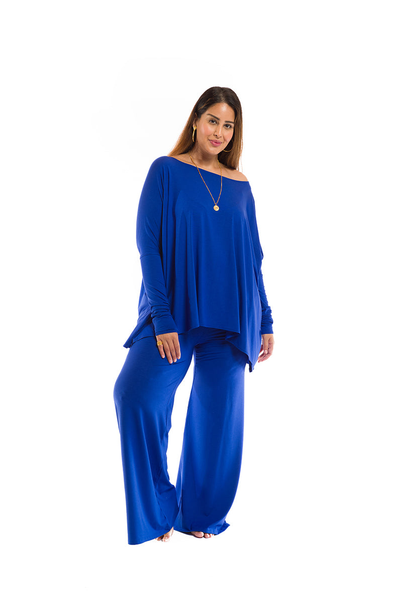 BAMBOO BAGGY BOX TOP COBALT BLUE