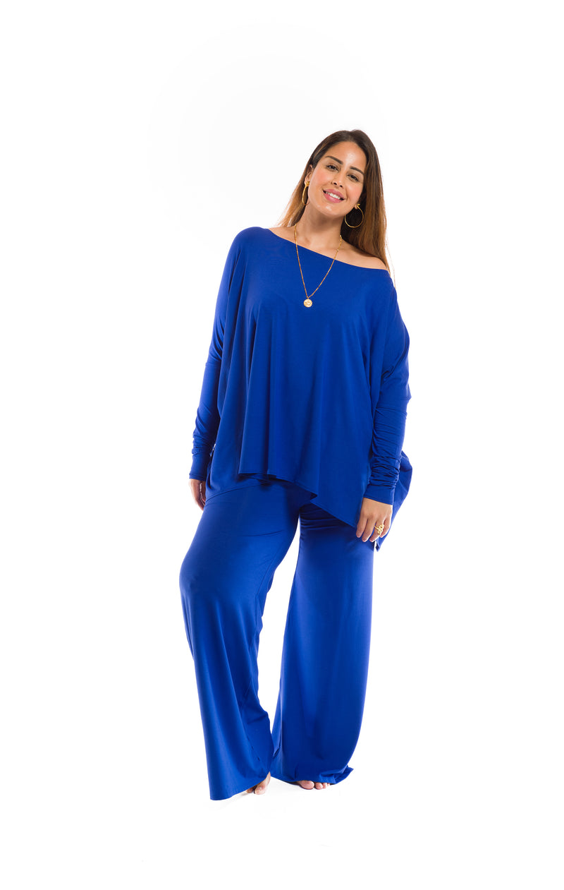 BAMBOO BAGGY BOX TOP COBALT BLUE