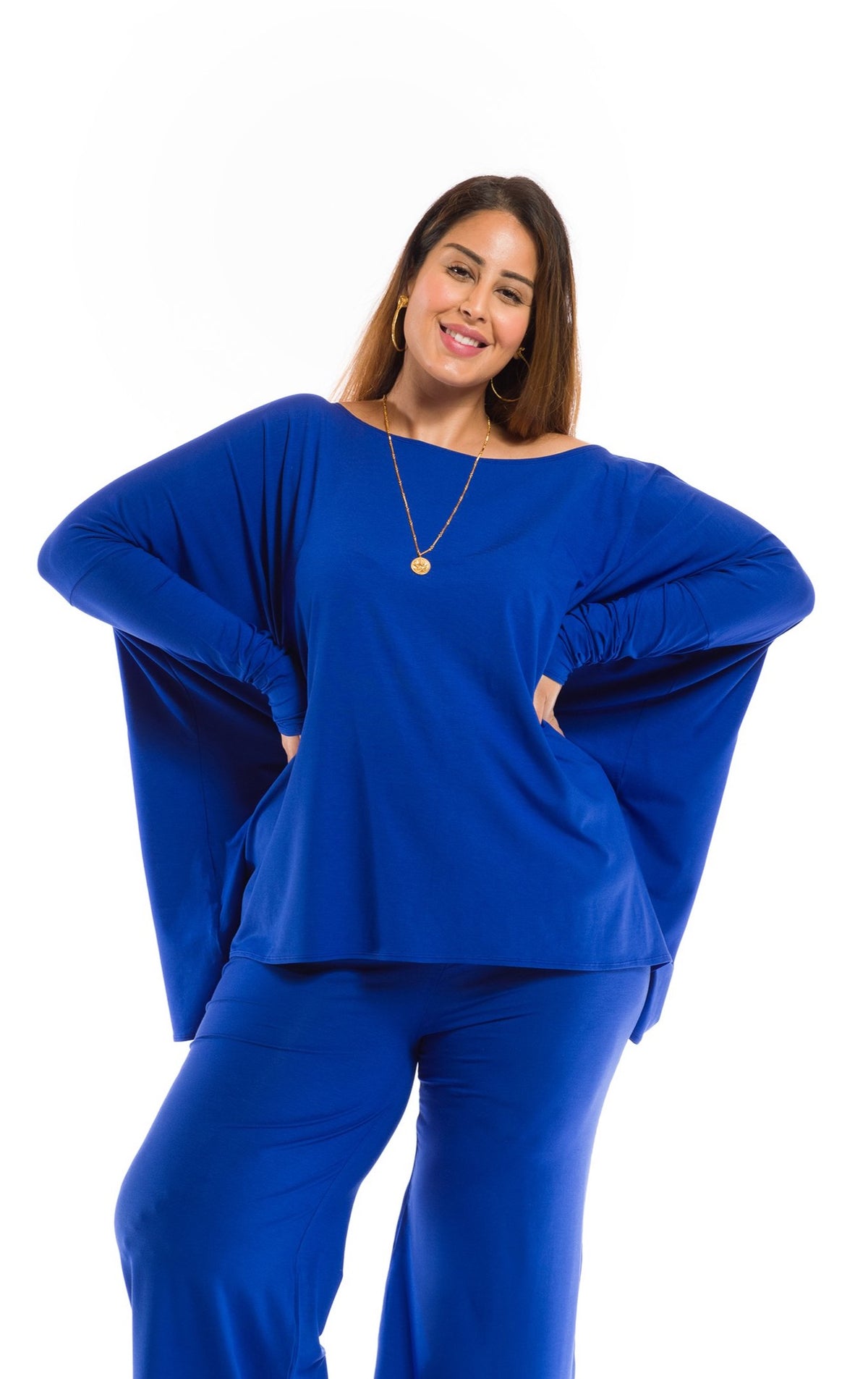 BAMBOO BAGGY BOX TOP COBALT BLUE