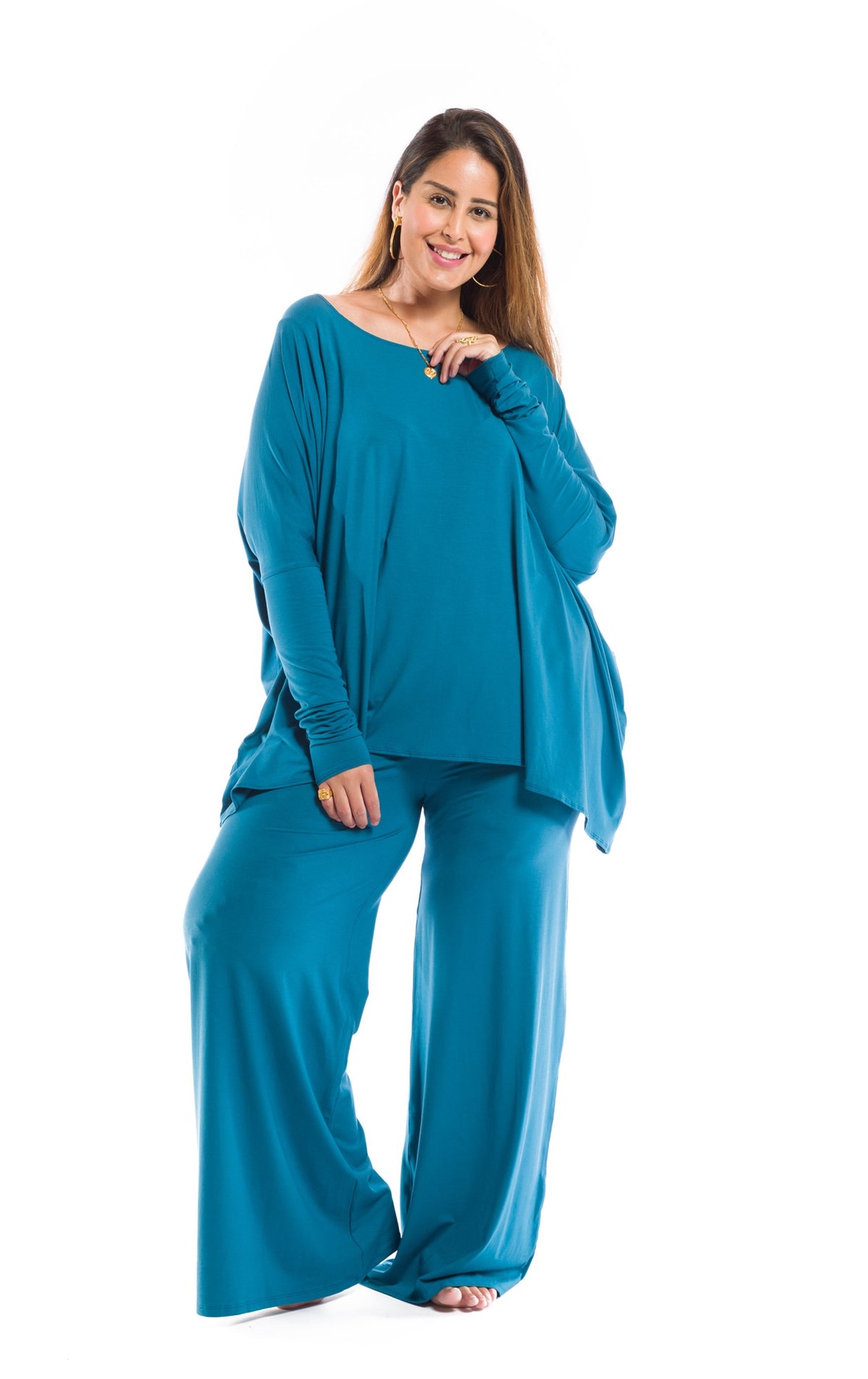 BAMBOO PALAZZO PANTS TEAL