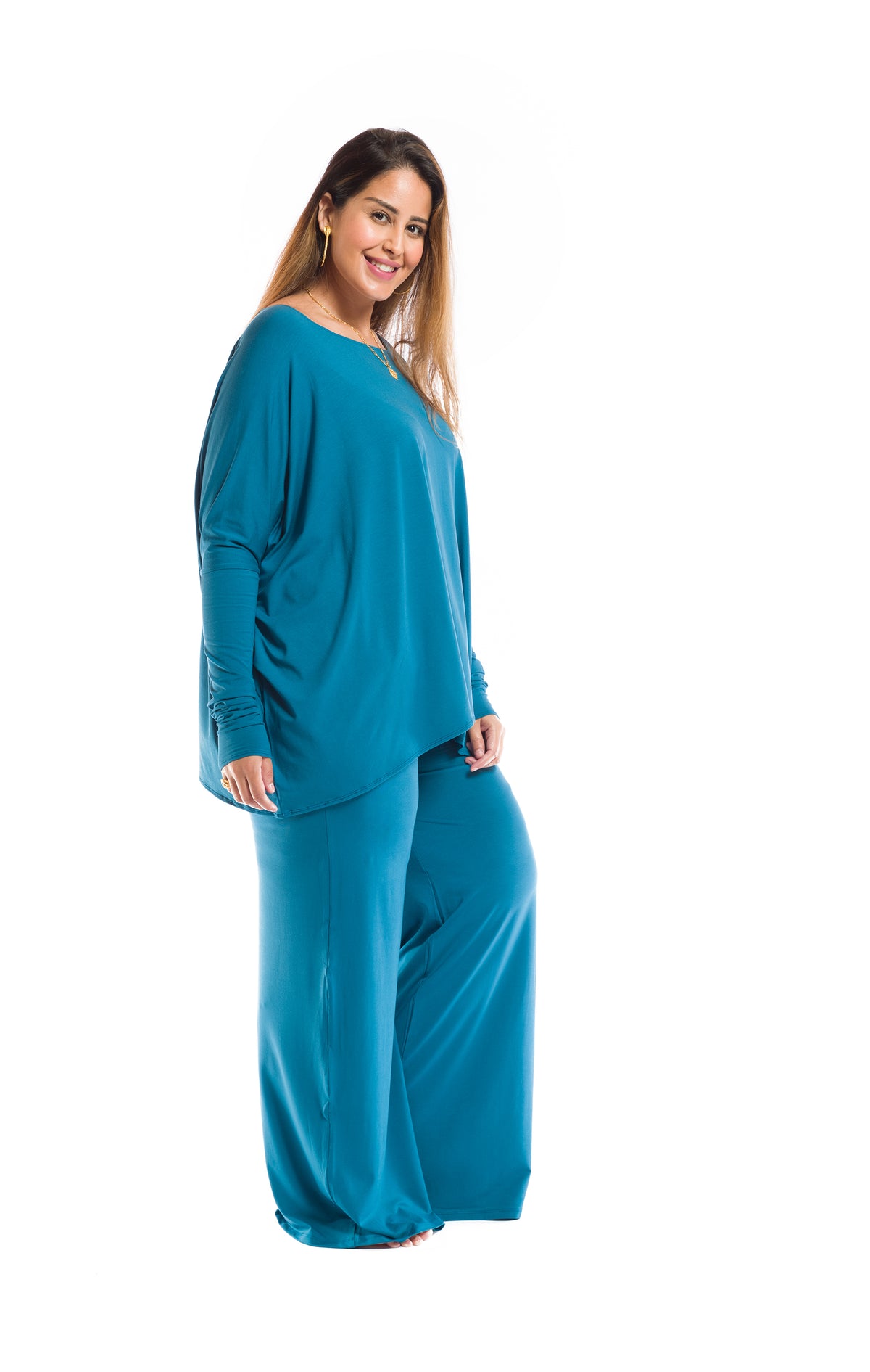 BAMBOO PALAZZO PANTS TEAL