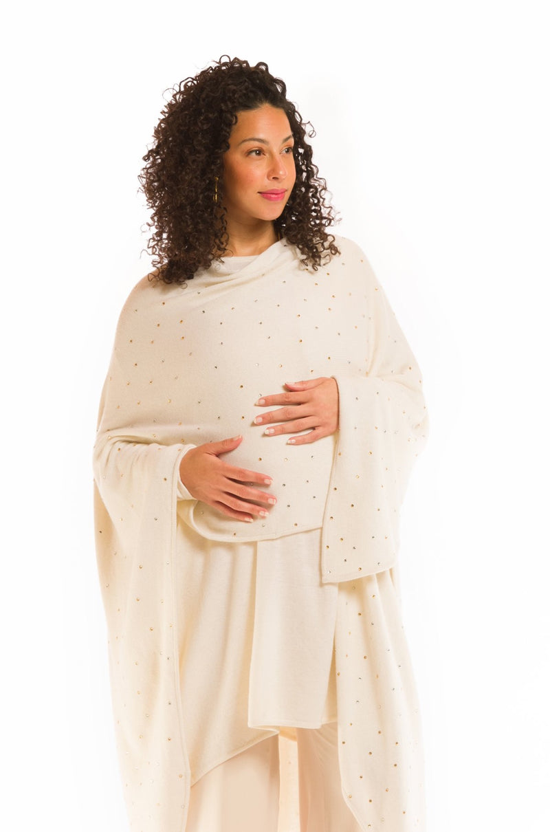 AVALON JEWELLED CASHMERE CAPE WINTER WHITE