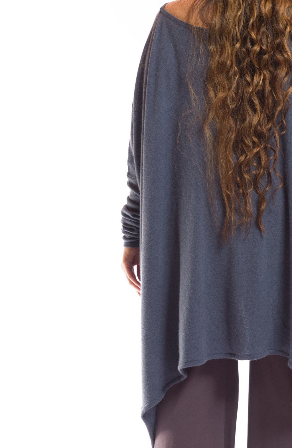 CASHMERE SLOUCHY JUMPER SLATE GREY