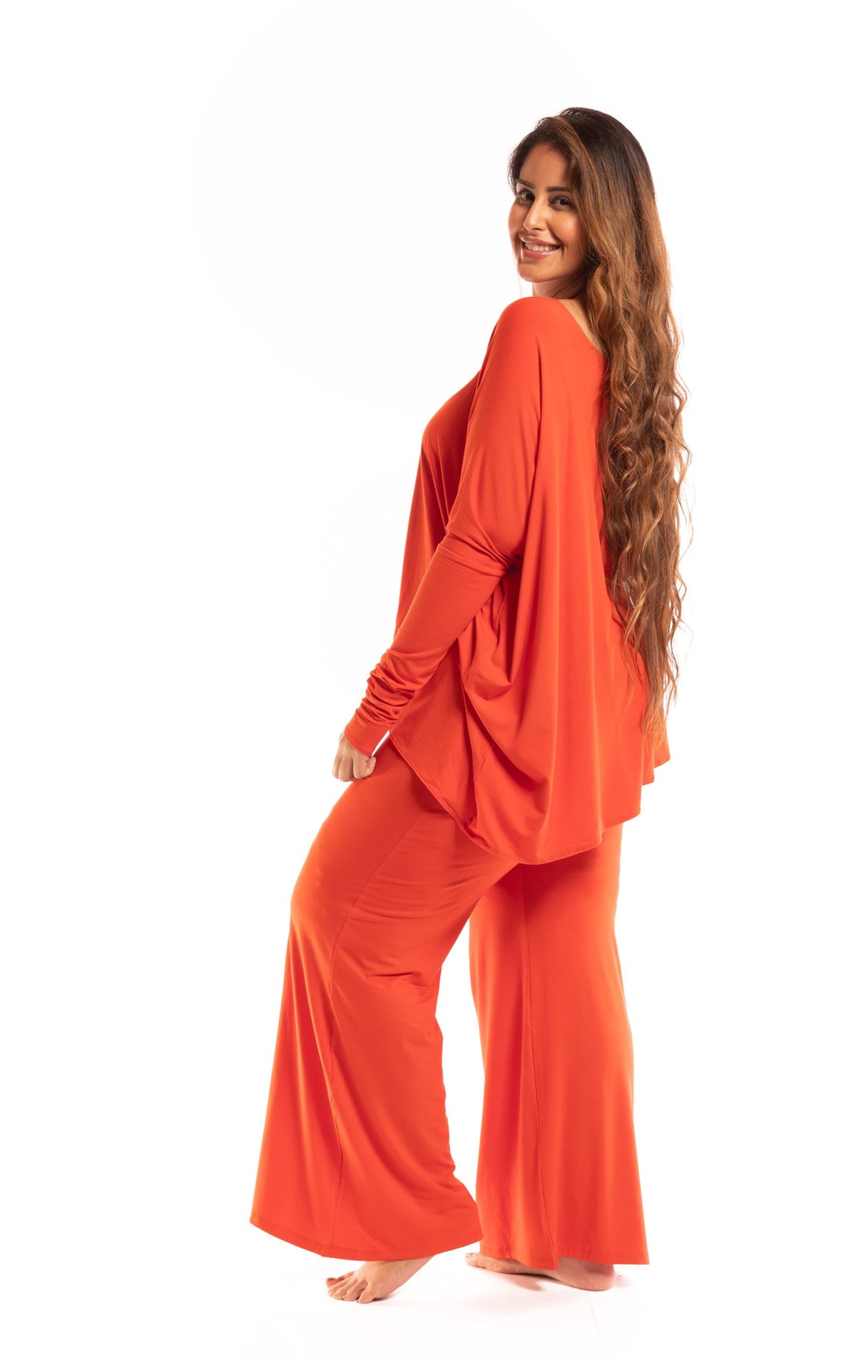 BAMBOO PALAZZO PANTS SPICY ORANGE