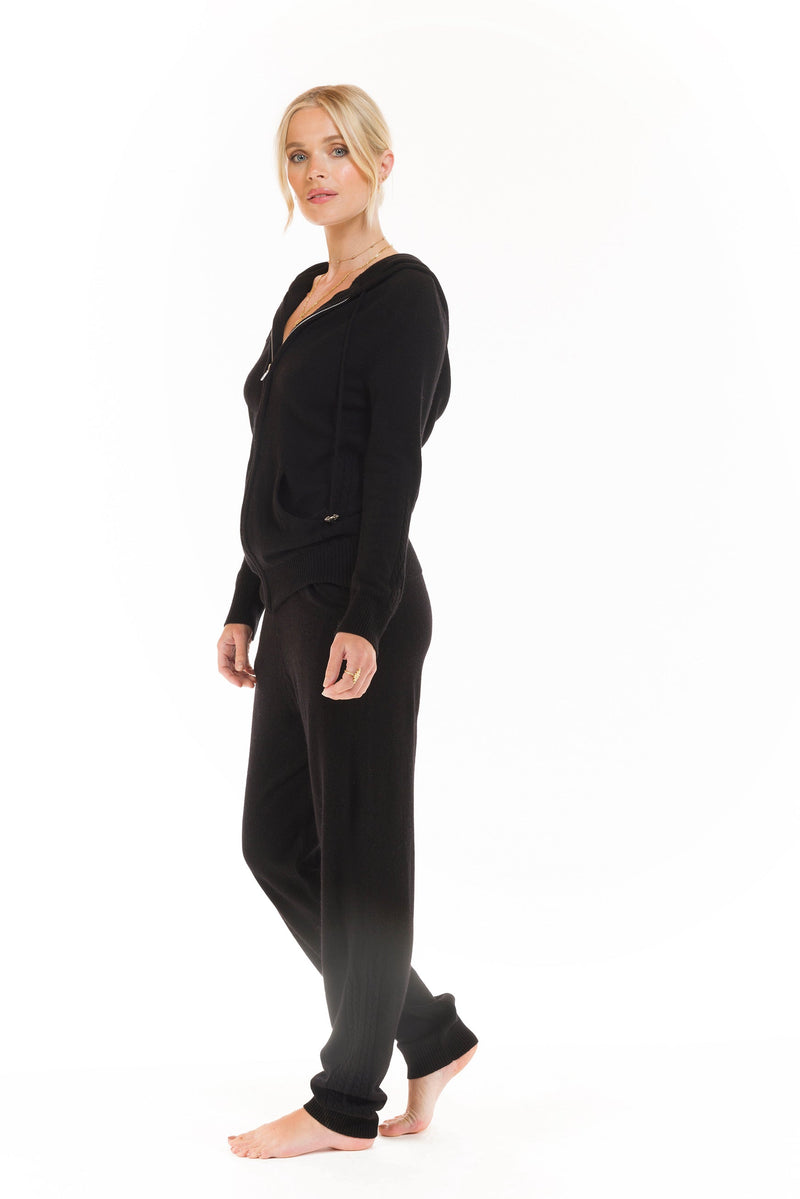 100% CASHMERE TRACKSUIT PANTS BLACK