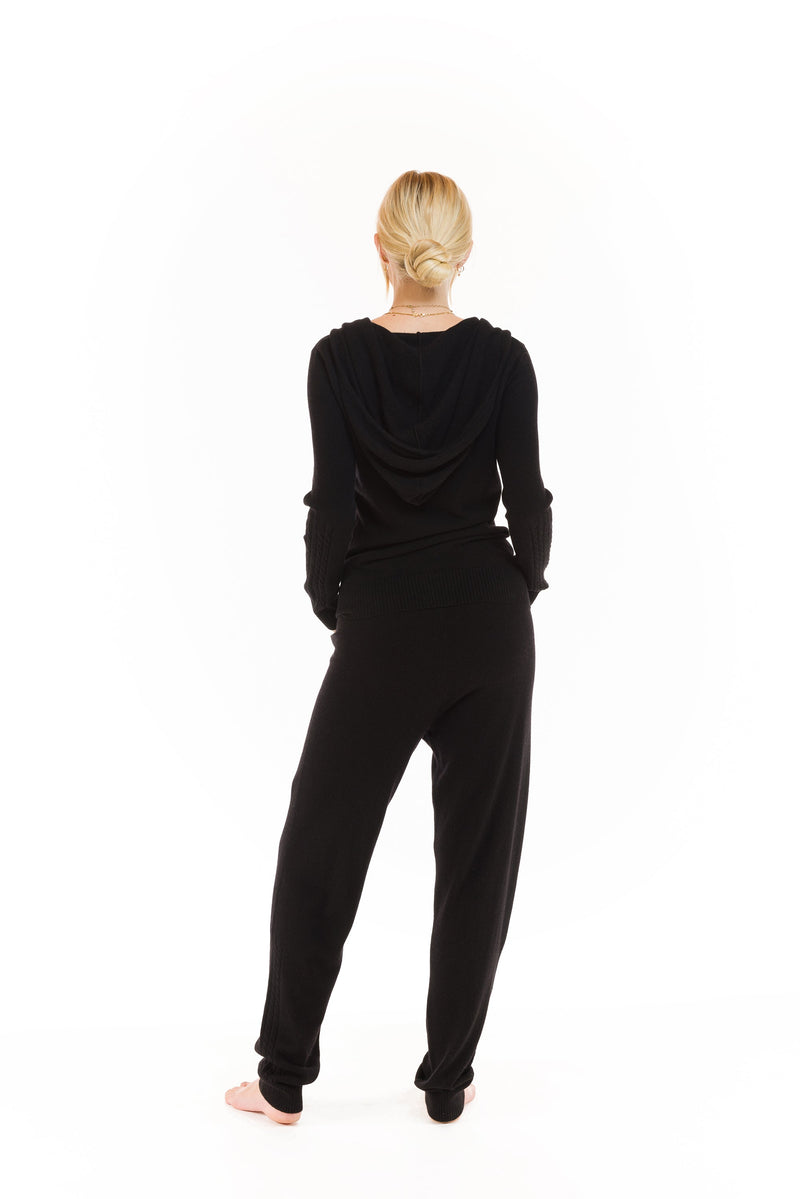 100% CASHMERE TRACKSUIT PANTS BLACK
