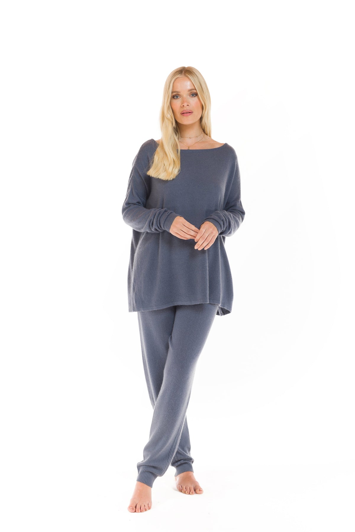 100% CASHMERE TRACKSUIT PANTS DOVE GREY
